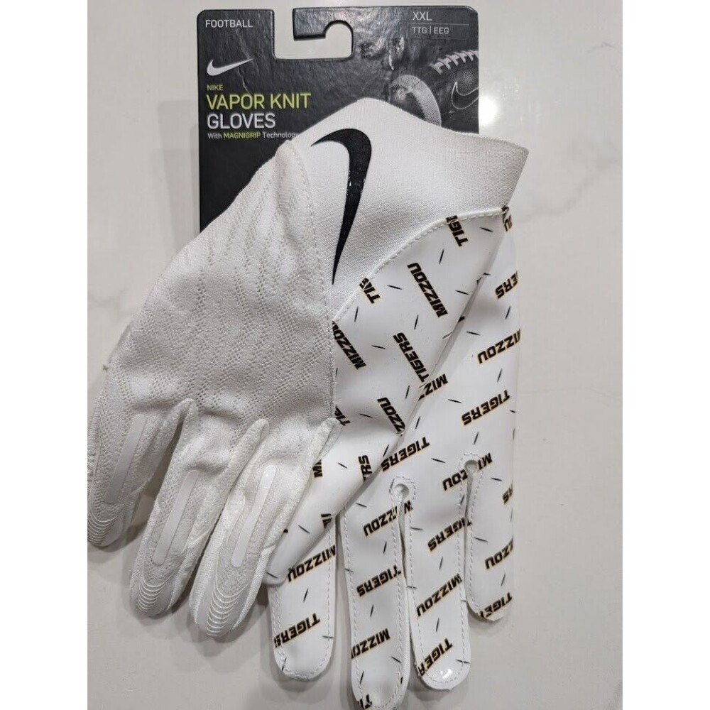Nike Vapor Knit 4.0 NCAA Mizzou Missouri Tigers Football Gloves Mens Size XXL